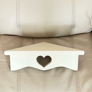 Farmhouse Corner Shelf Heart Cutout Wall Shelf Cottage Decor Wood